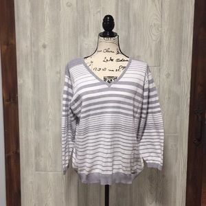 Women’s grey and white striped sweater